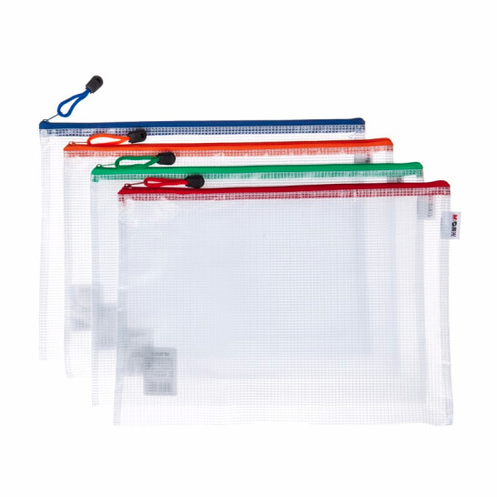 晨光(M&G)文具A4网格拉链袋 PVC文件袋 普惠型资料袋文件整理收纳袋 10个装颜色随机ADMN4282