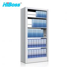HiBoss 钢制书架可调节层板落地书吧书店书架置物展示架学校图书馆书架 双面1列1组五层灰白色